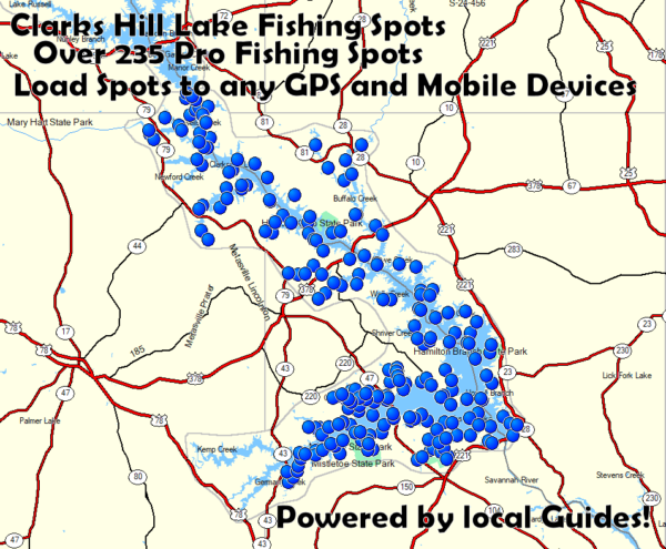 Clarks Hill Lake Fishing Spots Map