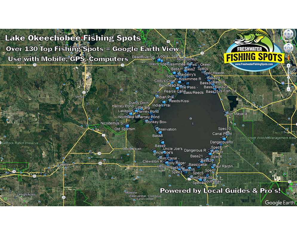 Lake Okeechobee Fishing Spots Map